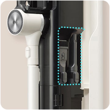 Opening the right cover of the Docking Station shows the Accessory Storage space.