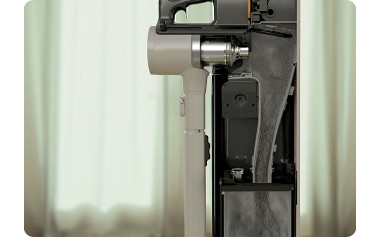 The Auto Dust Emptying system is operating to absorb dust.