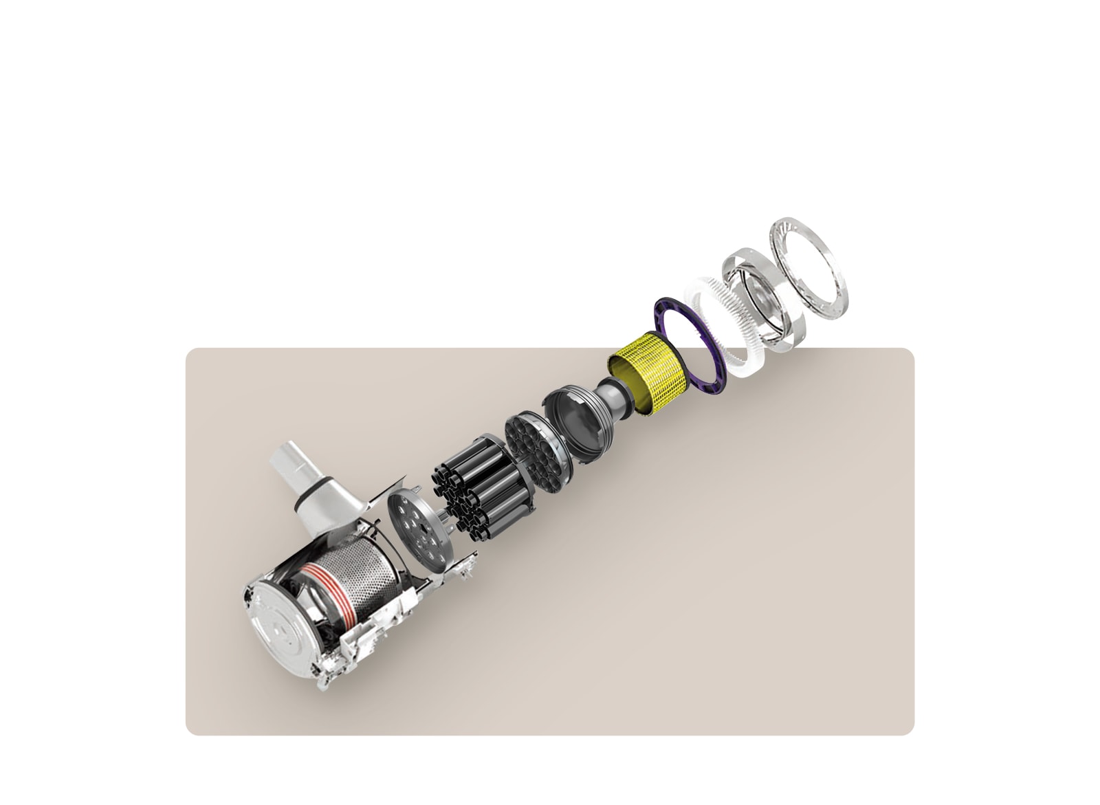 A graphic image of the Cordzero™ vacuum cleaner's body shows the mechanism of the 5-Step Filitation System.