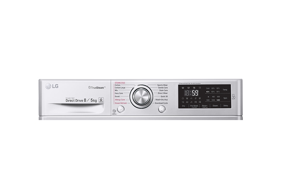 LG 8kg Luxury Silver Steam Washer Dryer with LED Touch Panel, FH4U2TDHP5N, thumbnail 3