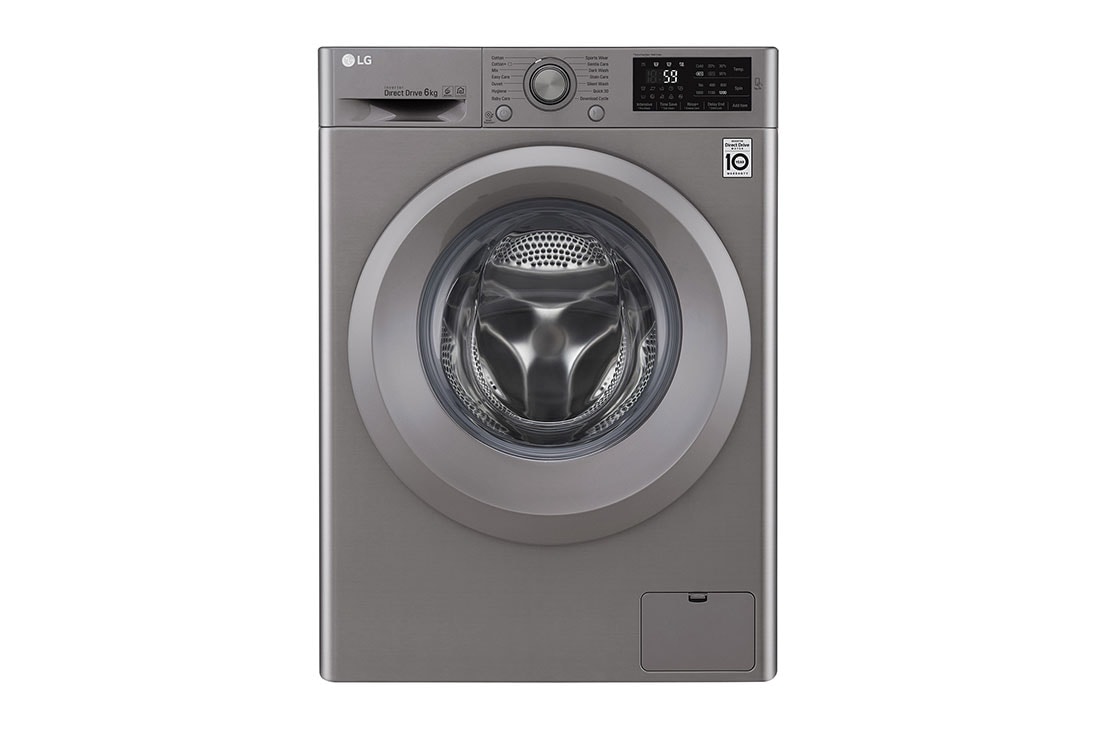 LG Front Load Washer, 6 Kg, 6 Motion Direct Drive, Add Item, ThinQ, F2J5NNP7S, F2J5NNP7S