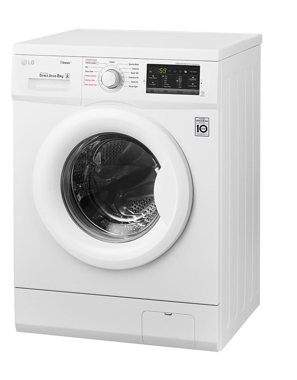 LG Front Load Washer, 8 Kg, 6 Motion Direct Drive, Steam Technology