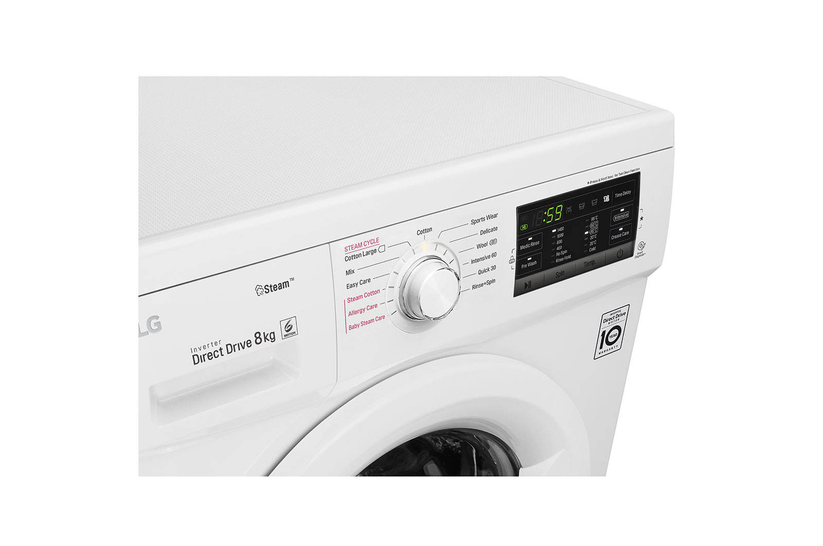 LG Front Load Washer, 8 Kg, 6 Motion Direct Drive, Steam Technology
