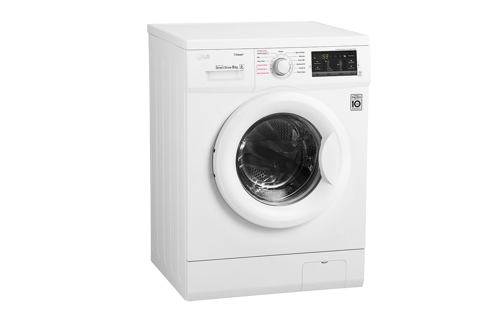 LG Front Load Washer, 8 Kg, 6 Motion Direct Drive, Steam Technology