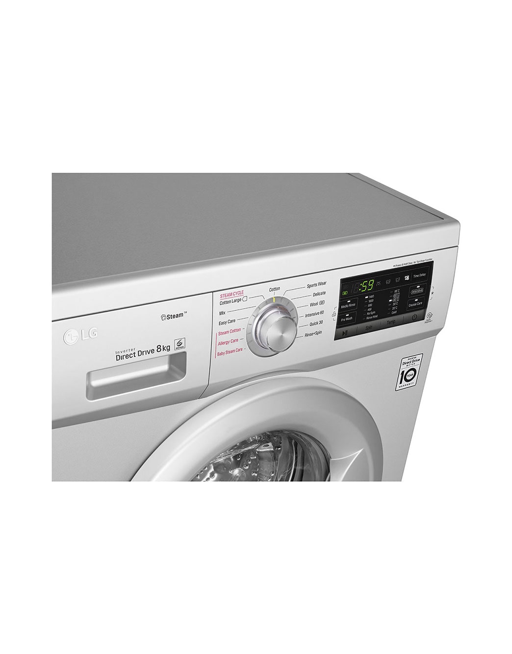 LG Front Load Washer, 8 Kg, 6 Motion Direct Drive, Steam Technology