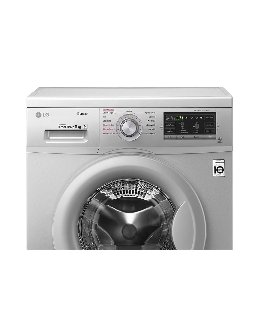 LG Front Load Washer, 8 Kg, 6 Motion Direct Drive, Steam Technology