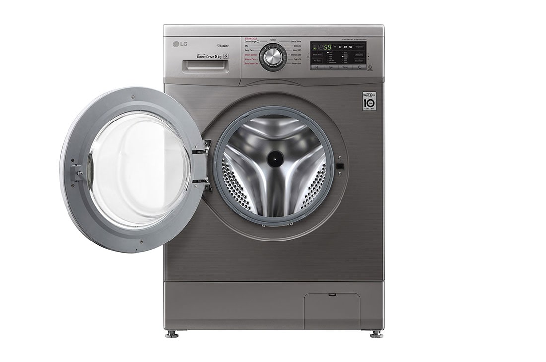 LG 8kg Front Load Washing Machine, Silver, FH4G6TDY6, thumbnail 2