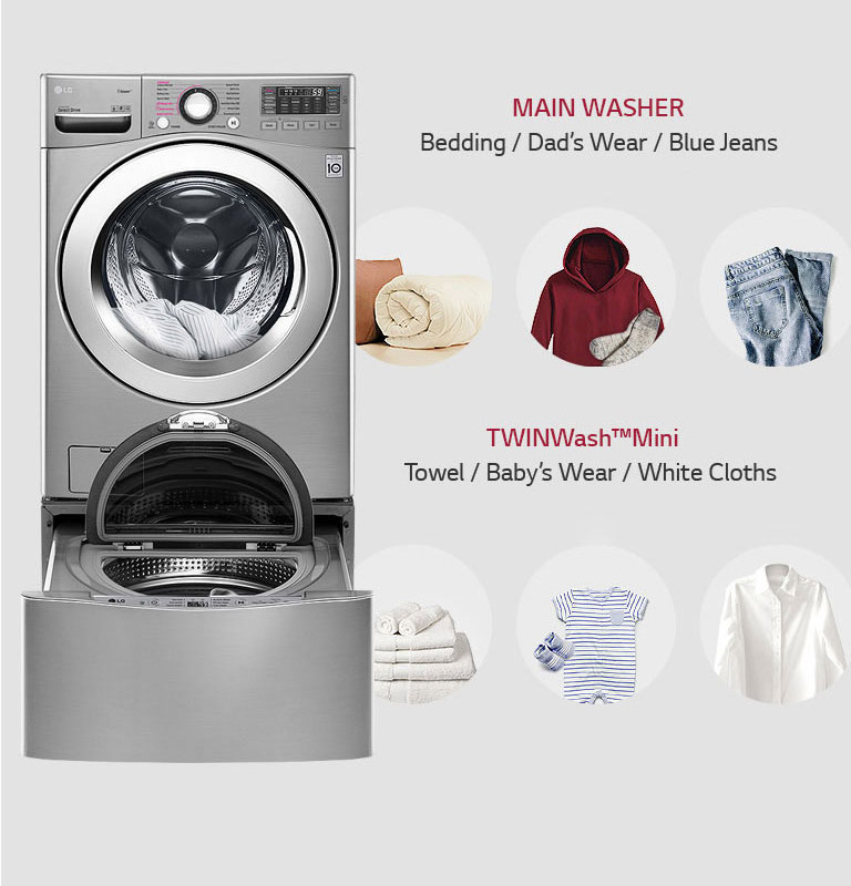 Lg Twinwash Washer Dryer 21 5 10 Kg 6 Motion Direct Drive Steam Turbowash360 Thinq Lg Uae