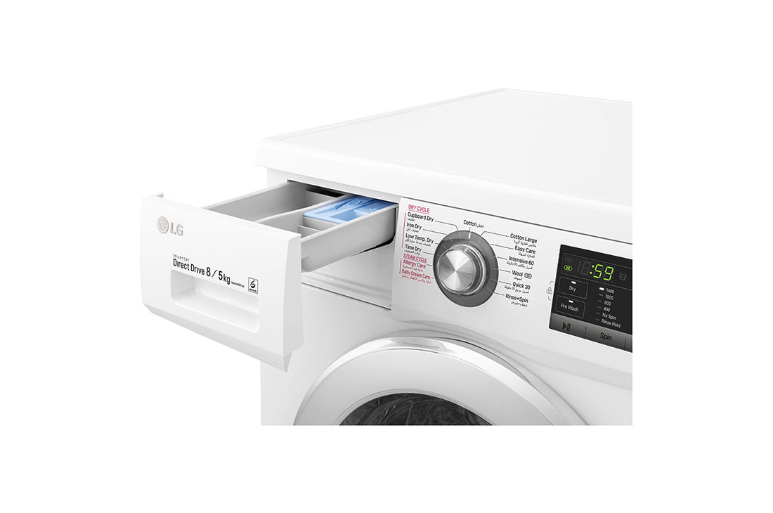 LG Washer Dryer Combo, 8/5kg, White, Washer & Dryer, 8 /5 Kg, 6 Motion Direct Drive, Steam Technology, Smart Diagnosis™, FH4G6TDG2, thumbnail 5