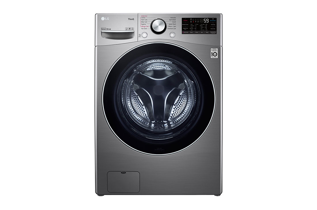 LG Washer & Dryer, 13/8 Kg, AI DD, TurboWash, Steam, ThinQ, front view, F15L9DGD