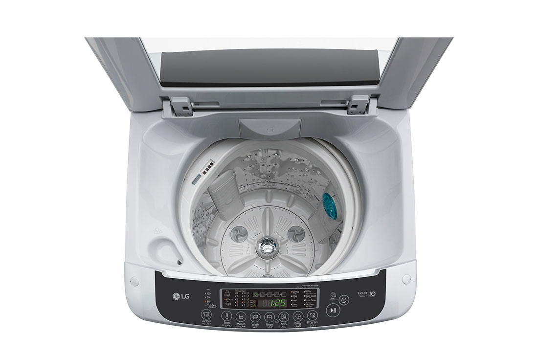LG 9kg Top Load Washing Machine, Silver, perspective, T1369NEHTF, thumbnail 2