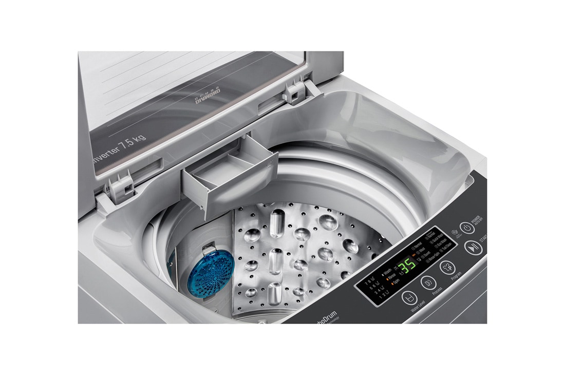 LG 7.5kg Top Load Washer, Smart Inverter, Silver, T9586NDKVH, thumbnail 3