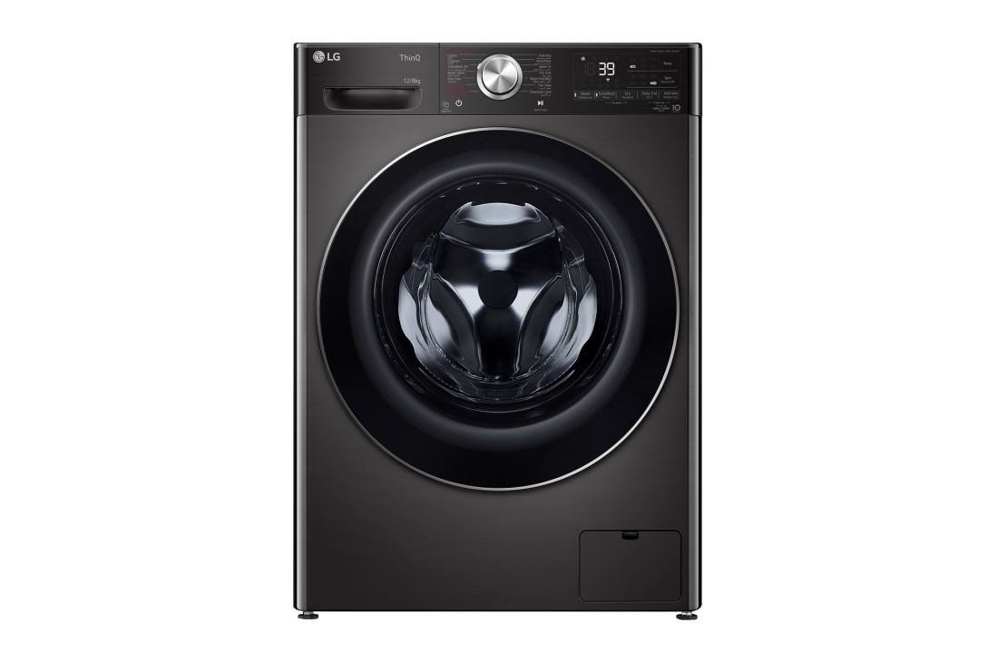 LG Black Washer Dryer Combo 12/8kg, front, F4V9BCP2EE5