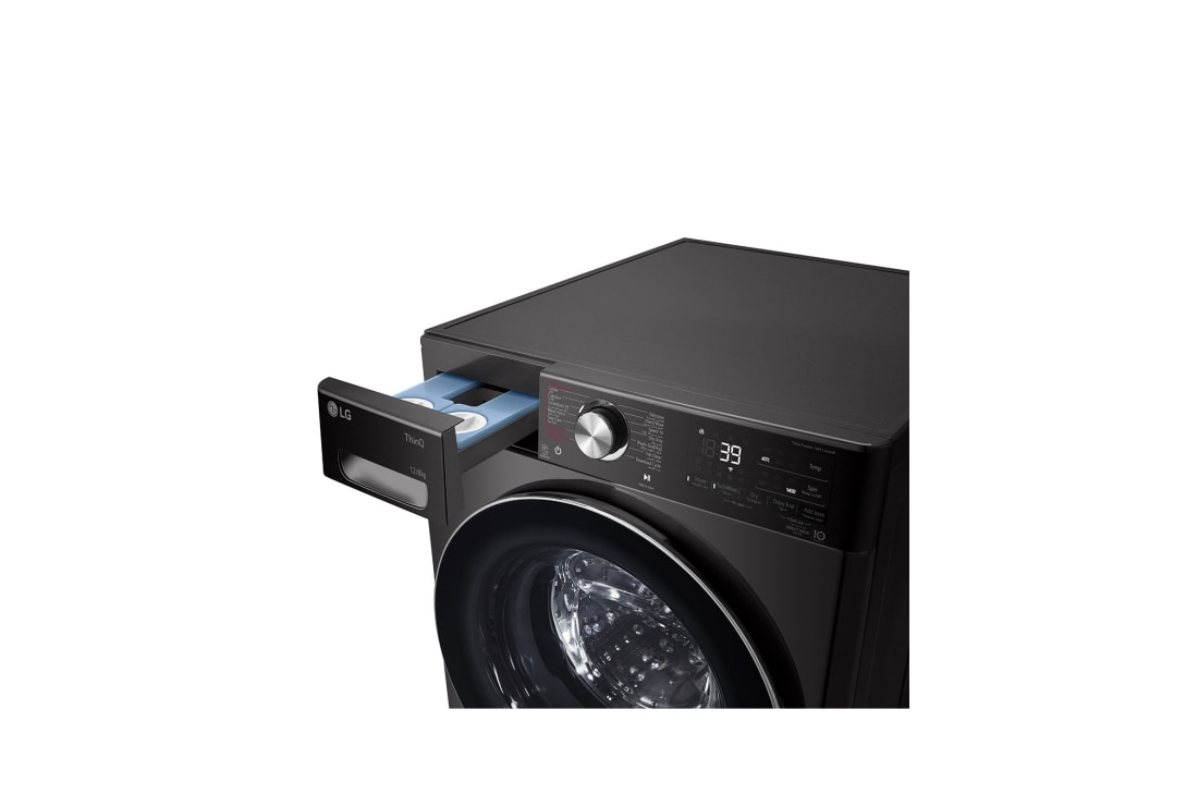 LG Black Washer Dryer Combo 12/8kg, top drawer open detail, F4V9BCP2EE5, thumbnail 6