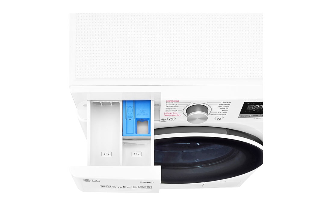LG Vivace Washer, 9 Kg, Bigger Capacity, AI DD, Steam, ThinQ, Fron with cut image, F4R5VYG0W, thumbnail 7