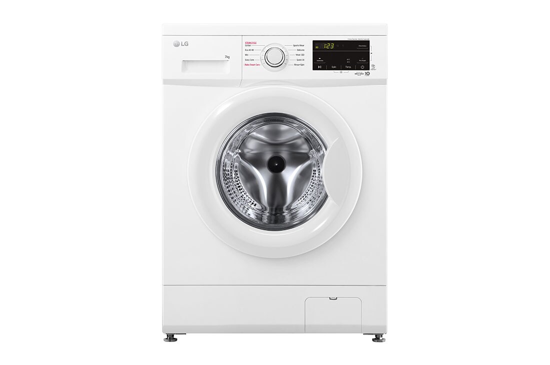 LG 2023 7kg Washing Machine, Direct Drive, White, Front View, FH2J3HDYL02
