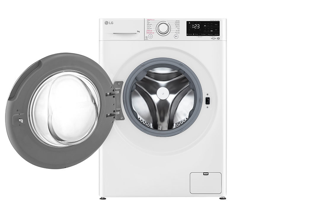 LG Vivace Washing Machine 9kg, White, front view with open door, F4R3VYG6W, thumbnail 2