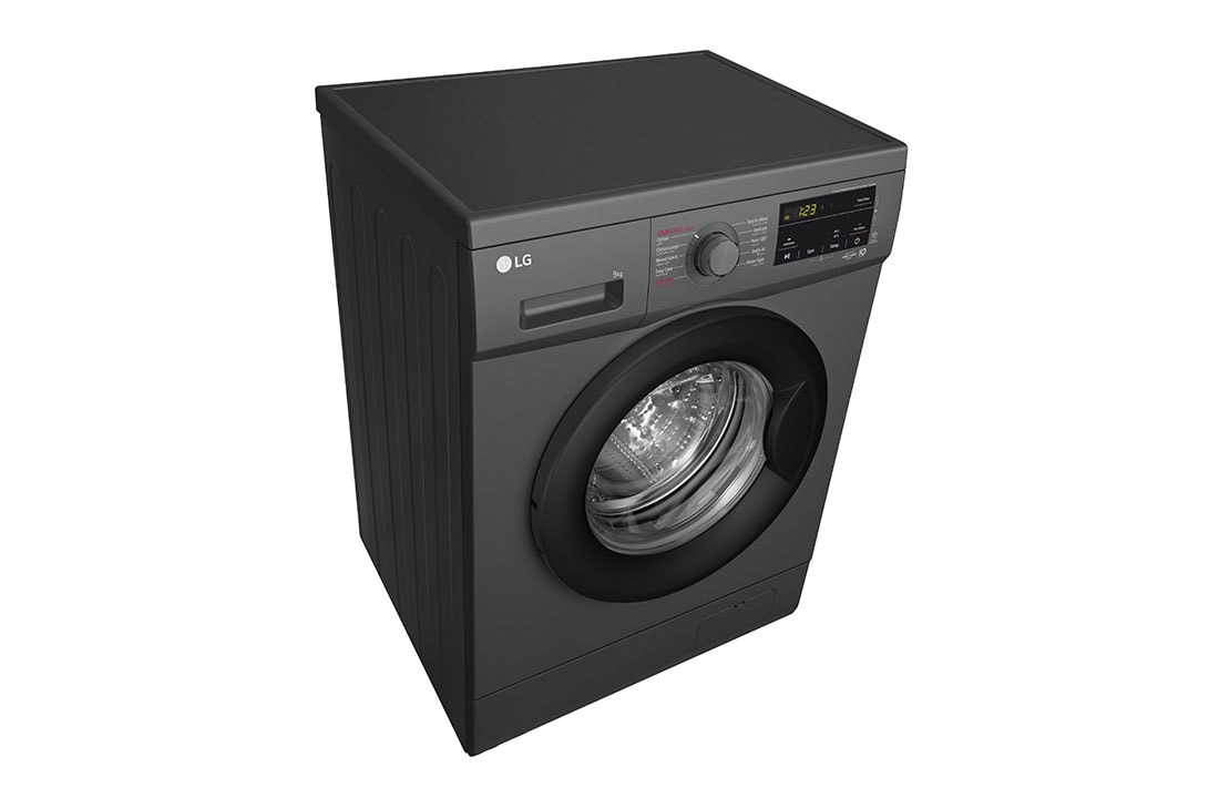 LG 9kg Front Load Washing Machine, Black, Top Perspective, F4J3VYG6J, thumbnail 6