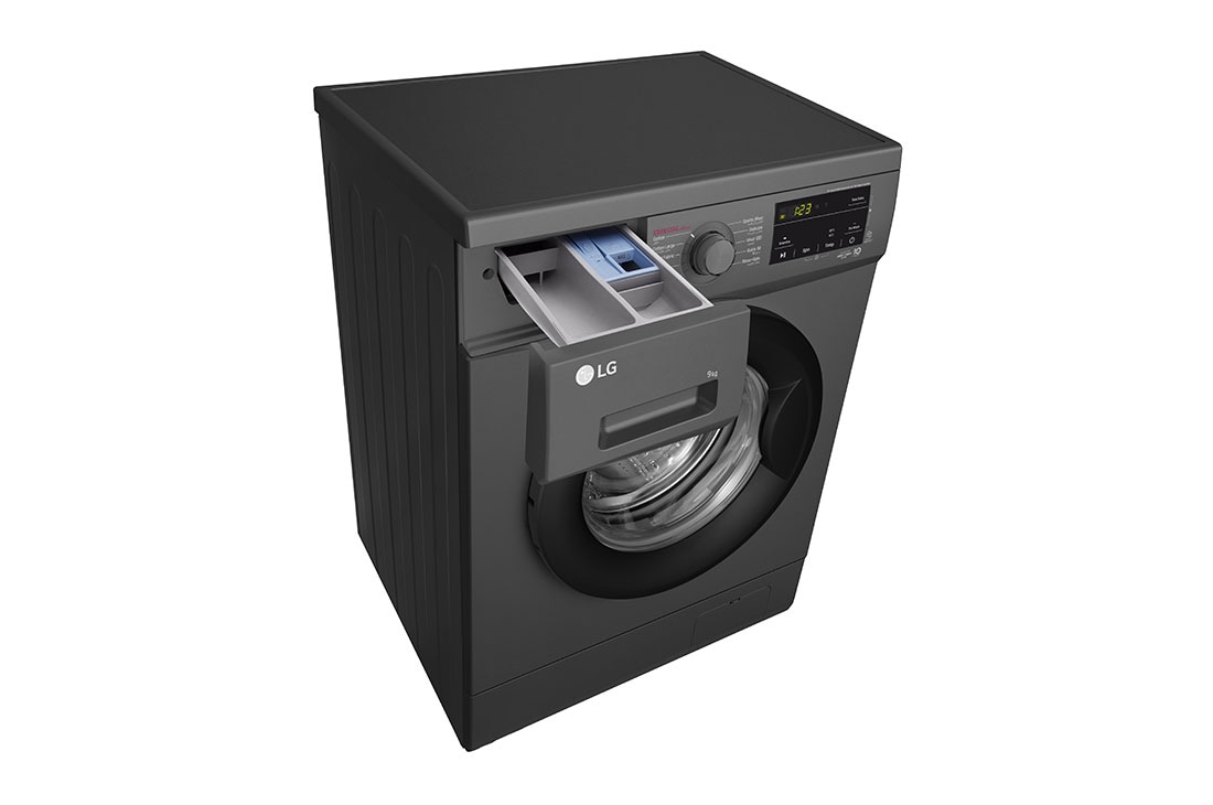 LG 9kg Front Load Washing Machine, Black, Top Perspective2, F4J3VYG6J, thumbnail 7