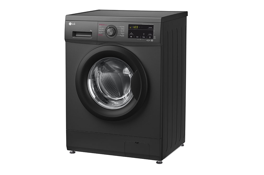 LG 9kg Front Load Washing Machine, Black, Right side view, F4J3VYG6J, thumbnail 8