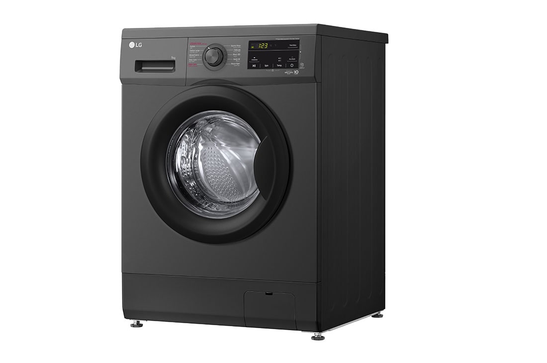 LG 9kg Front Load Washing Machine, Black, Right side view, F4J3VYG6J, thumbnail 10