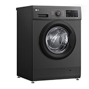 LG 9kg Front Load Washing Machine, Black, Left side view, F4J3VYG6J, thumbnail 9