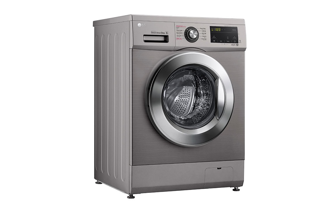 LG 9kg Front Load Washing Machine, Silver, Left side view, F4J3VYG5P, thumbnail 5