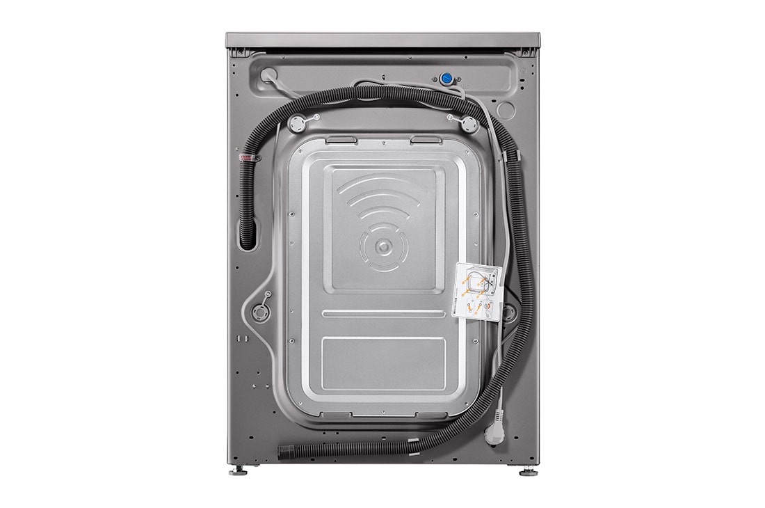 LG 9kg Front Load Washing Machine, Silver, Back View, F4J3VYG5P, thumbnail 7