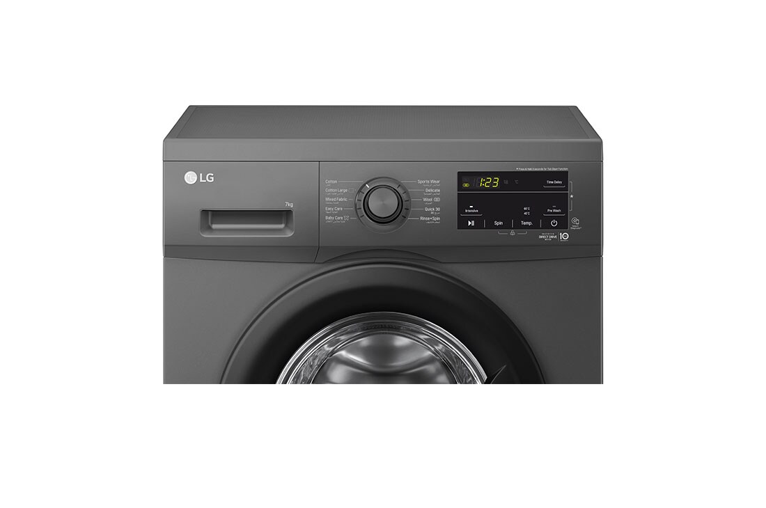 LG 7kg Front Load Washing Machine, Black, F2J3HYL6J, F2J3HYL6J, thumbnail 4