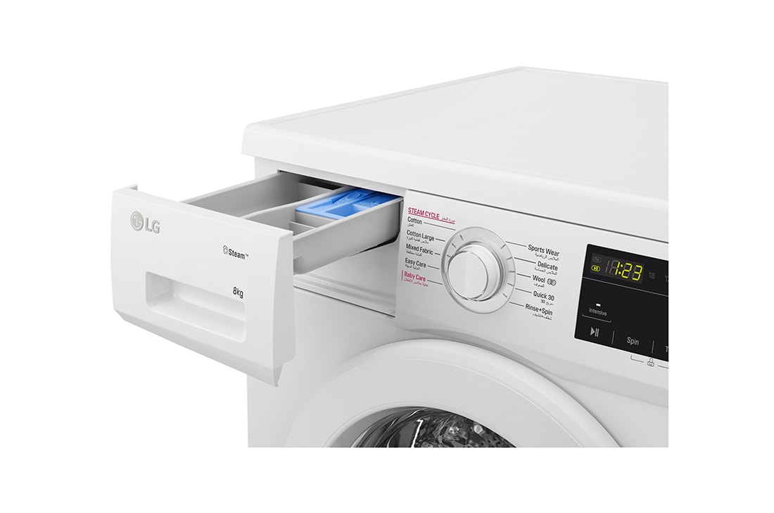 LG 8kg Washing Machine, Direct Drive, White, F4J3TYL3W, F4J3TYL3W, thumbnail 5