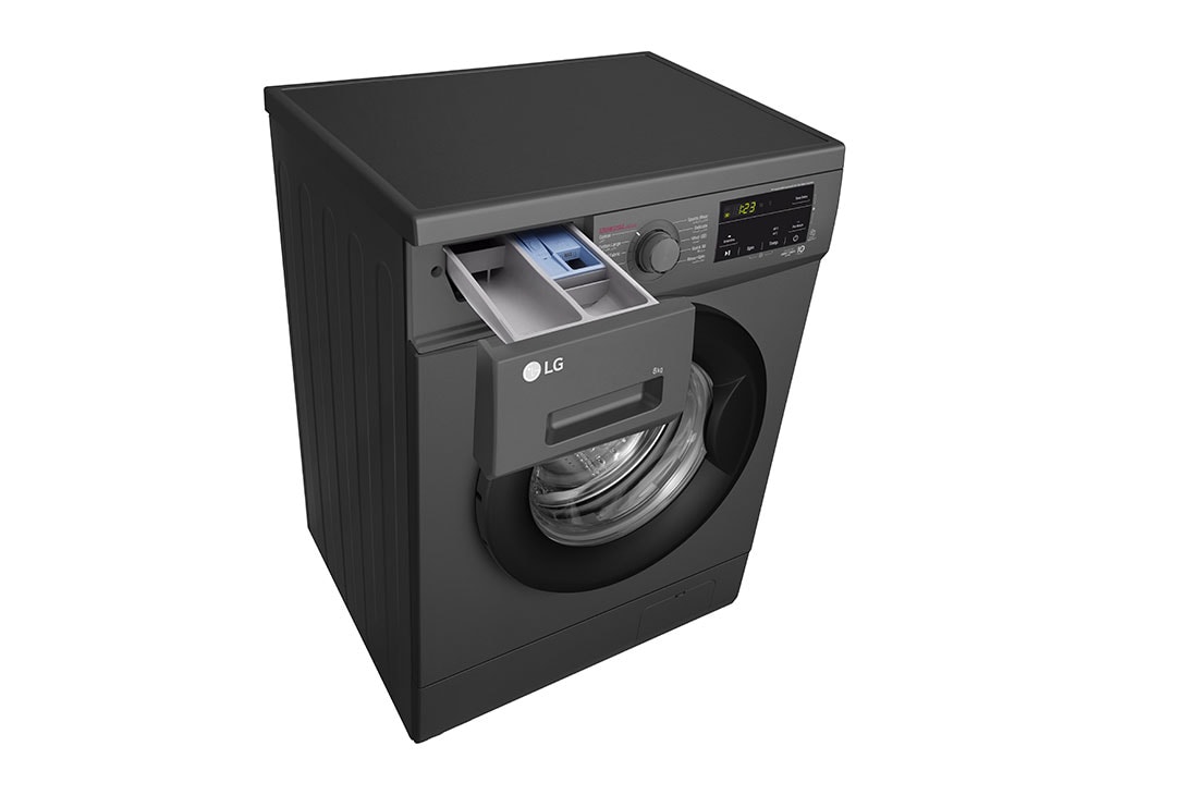LG 8kg Front Load Washing Machine, Black, F4J3TYG6J, F4J3TYG6J, thumbnail 7