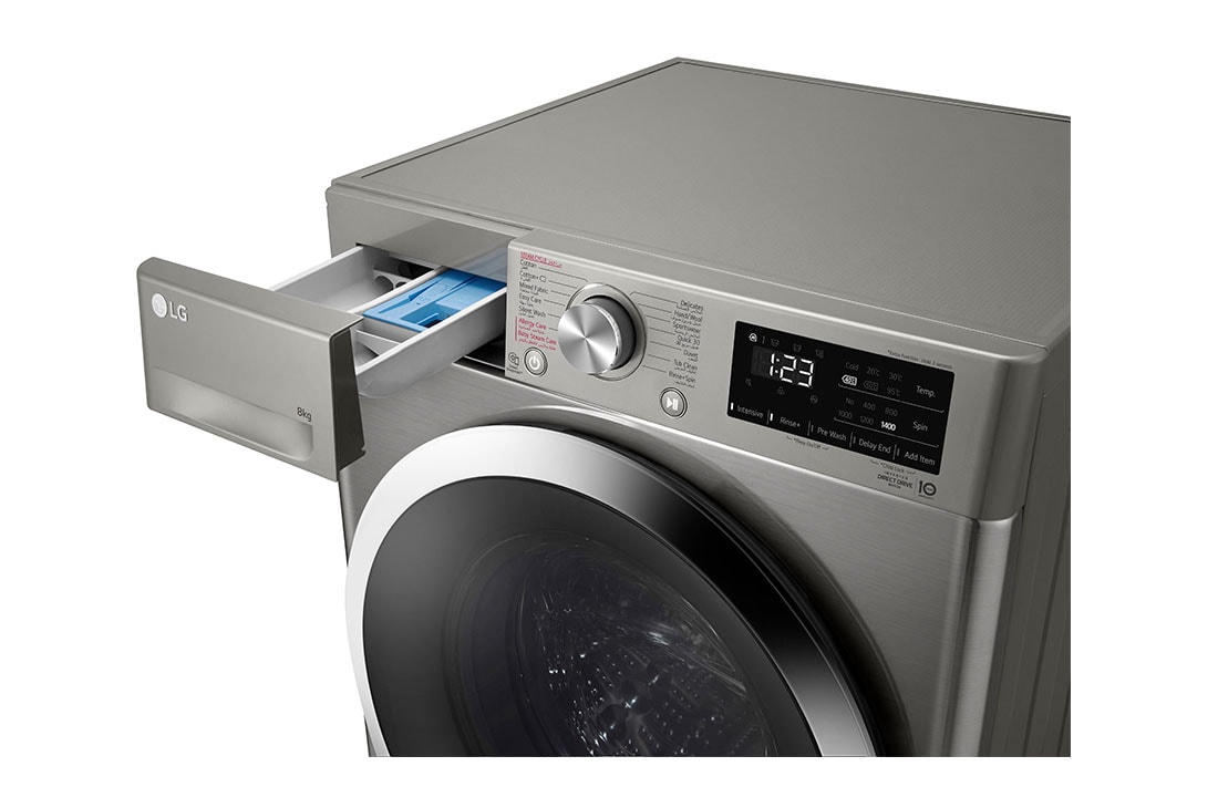 LG 2023 LG Vivace Washing Machine 8kg, Platinum Silver, Top draw open, F4R6TYGCP, thumbnail 6