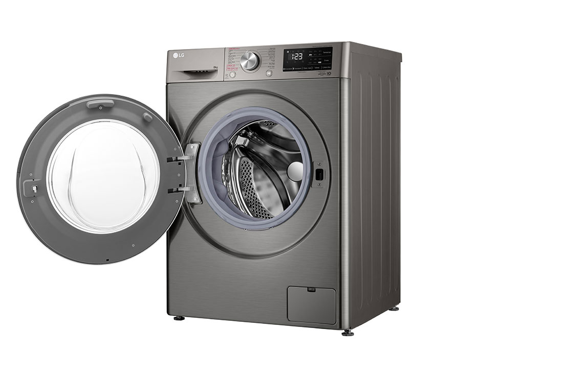 LG 2023 LG Vivace Washing Machine 8kg, Platinum Silver, left view, F4R6TYGCP, thumbnail 11