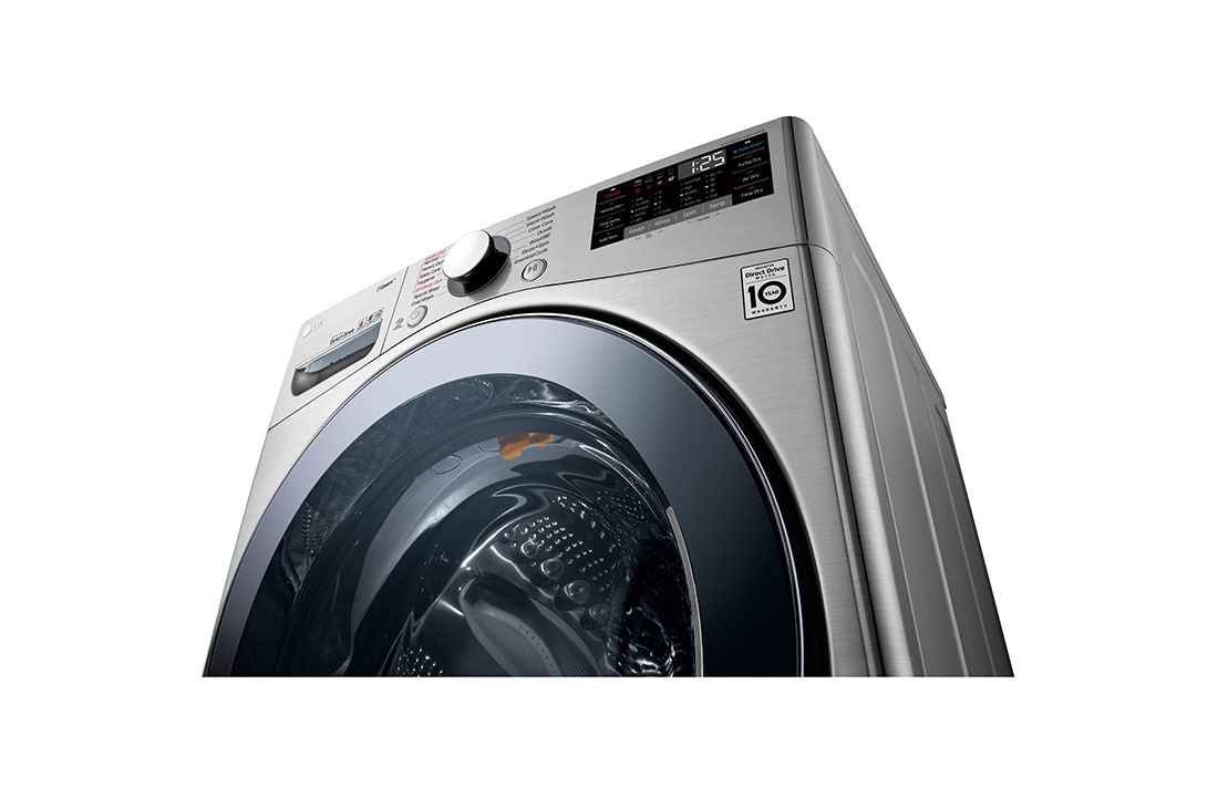 LG 24Kg Front load washing machine, Stainless Steel colour, Steam™, ), 6 Motion DD Motor, ThinQ™ (Wi-Fi),, Tempered_Glass_Detail, F0P3CYVDT, thumbnail 6