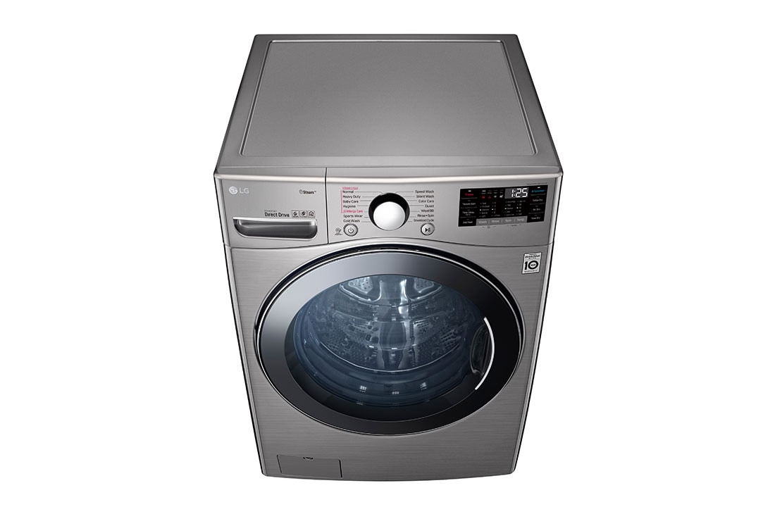 LG 24Kg Front load washing machine, Stainless Steel colour, Steam™, ), 6 Motion DD Motor, ThinQ™ (Wi-Fi),, Top prospective view, F0P3CYVDT, thumbnail 7