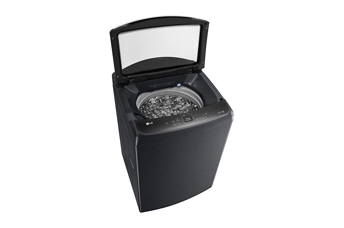 LG 17.5 KG Top Load Washing Machine with AIDD, Auto Tub Clean, Full Stainless Steel Tub, ThinQ™, Stainless Steel, Left Perspective door open view, T18H9EFHTP, thumbnail 9