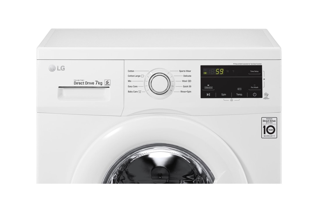 LG New LG 7kg Front Loading Washer with ThinQ™ Smart Diagnosis™, White, 2024, Display view, F2J3QYL3W, thumbnail 4