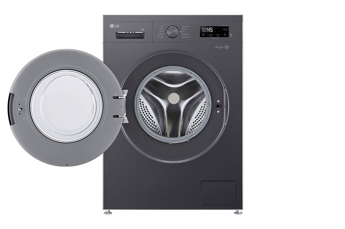 LG 9Kg Front Load Washing Machine, 2024, Front view with door open, F2Y1VYP6J, thumbnail 2