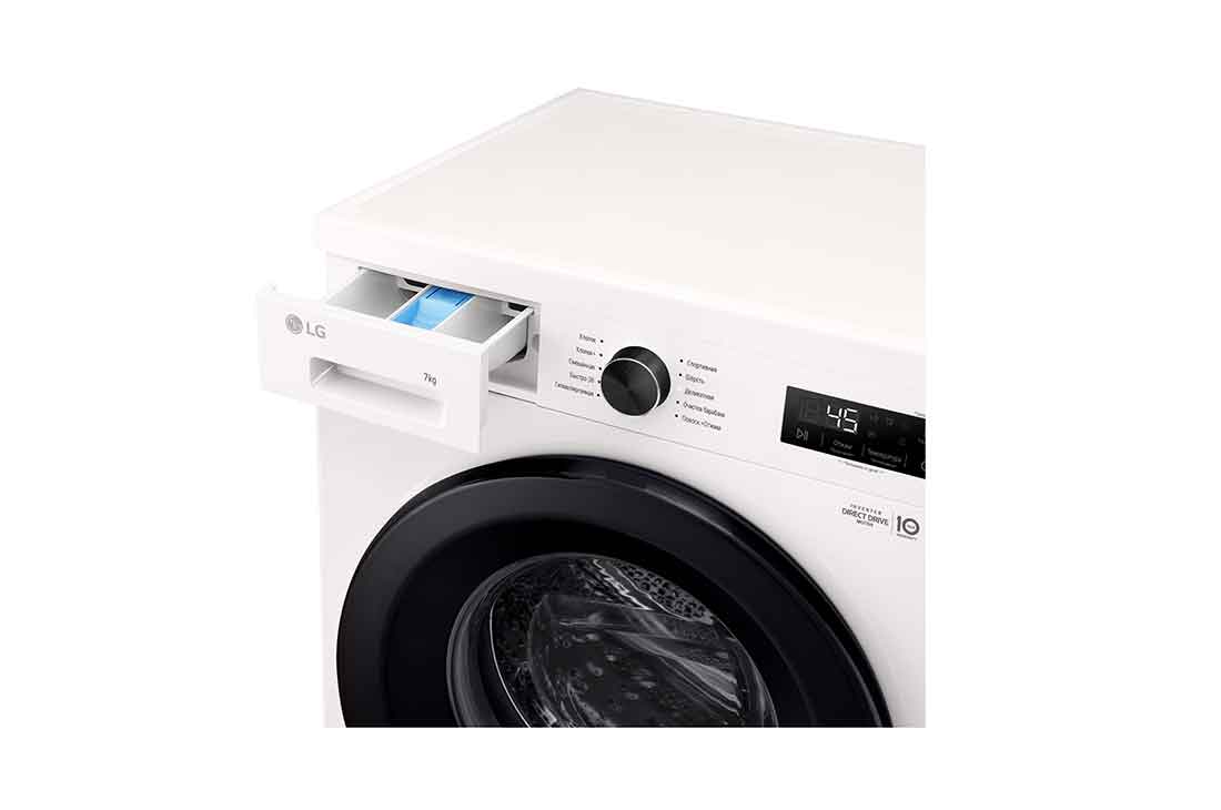 LG New 7kg Front Load Washing Machine with Direct Drive Motor, 6 Motion Power Wash, Tub Clean, and Smart Diagnosis, 2025, left side view, F2Y1HYP65P, thumbnail 6