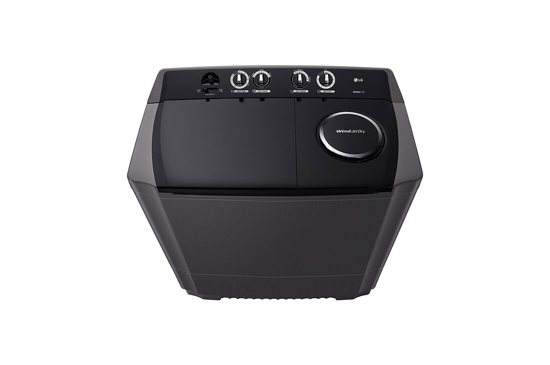 LG 10kg Twin Tub Washing Machine, Roller Jet, White, top view, P1461RWNL, thumbnail 5