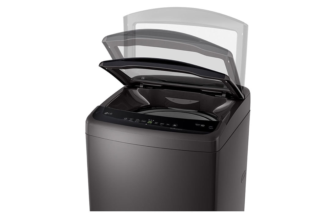 LG 18kg Top Load Washing Machine with Smart Inverter and Turbo Drum Tub, Middle Black, Door open top view, T18V1NDHT2, thumbnail 8