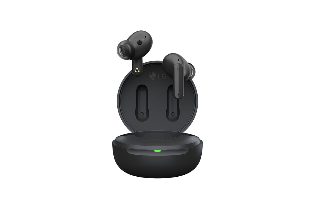 LG TONE Free FP5 - Enhanced Active Noise Cancelling True Wireless Bluetooth Earbuds, Image with earbuds floating over a closed cradle., TONE-FP5, thumbnail 2