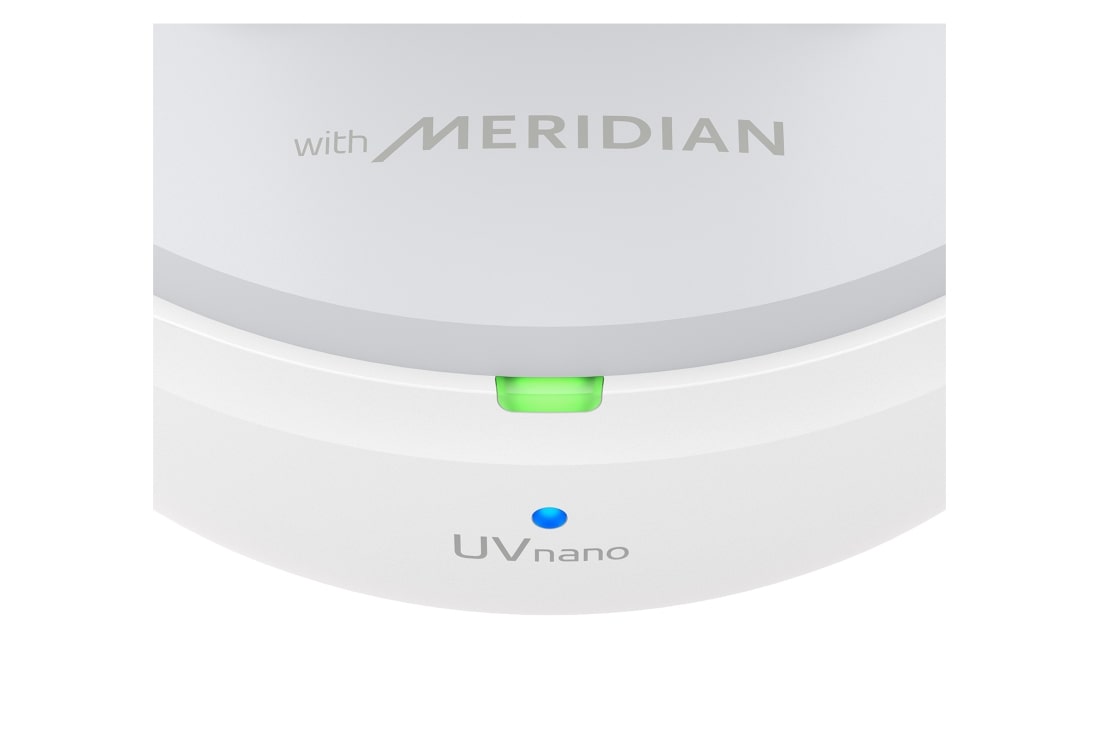 LG TONE Free FP9W - Plug and Wireless True Wireless Bluetooth UVnano Earbuds, The front part of the cradle is close-up and charging lighting is on., TONE-FP9W, thumbnail 10