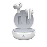 LG TONE Free FP9W - Plug and Wireless True Wireless Bluetooth UVnano Earbuds, A front view of cradle opened up and earbuds are floating., TONE-FP9W, thumbnail 2