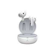 LG TONE Free FP8W - Enhanced Active Noise Cancelling True Wireless Bluetooth UVnano Earbuds, Image with earbuds floating over a closed cradle., TONE-FP8W, thumbnail 1