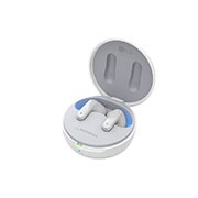 LG TONE Free FP8W - Enhanced Active Noise Cancelling True Wireless Bluetooth UVnano Earbuds, Cradle is open and mood lighting is turned on in a 15-degree slanted side-top view., TONE-FP8W, thumbnail 13