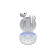 LG TONE Free FP8W - Enhanced Active Noise Cancelling True Wireless Bluetooth UVnano Earbuds, A top view of cradle opened up and both sides of the earbuds are placed in front of it., TONE-FP8W, thumbnail 15