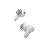 LG TONE Free T90 Dolby Atmos Earbuds - White, The left earbud is seen from the rear and the right earbud is seen from the front, turned 15 degrees to the left., TONE-T90Q, thumbnail 11