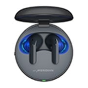LG TONE Free T90 Dolby Atmos Earbuds - Black, The left earbud is seen from the rear and the right earbud is seen from the front, turned 15 degrees to the left., TONE-T90Q, thumbnail 12