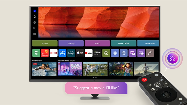 شاشة LG Smart Monitor المزودة بتقنية "AI Voice ID" التي تتعرف على الأصوات الفردية لتوفير ملفات تعريف مخصصة وتوصيات محتوى ملائمة.